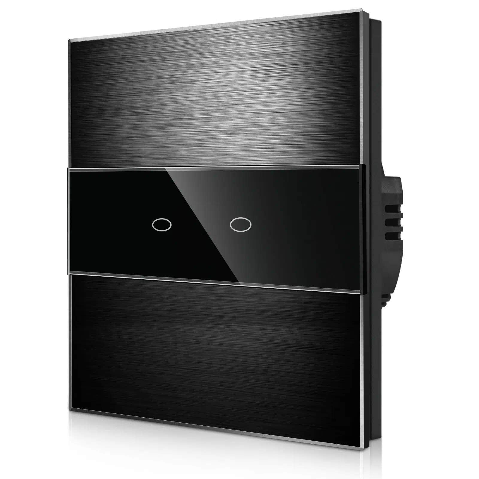 ALS-0002_diagonal_B.jpg Прекинувач на допир со два тастера алуминиумски панел 1000W  Само фаза Црна