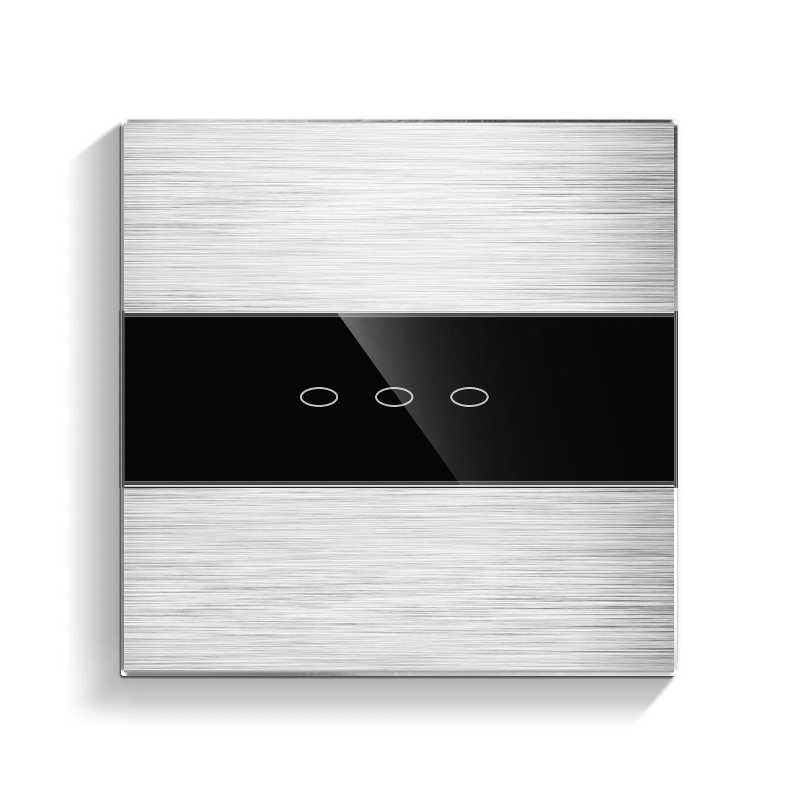 ALS-0003_W_front.jpg Прекинувач на допир со три тастери алуминиумски панел1000W  Само фаза Предна страна