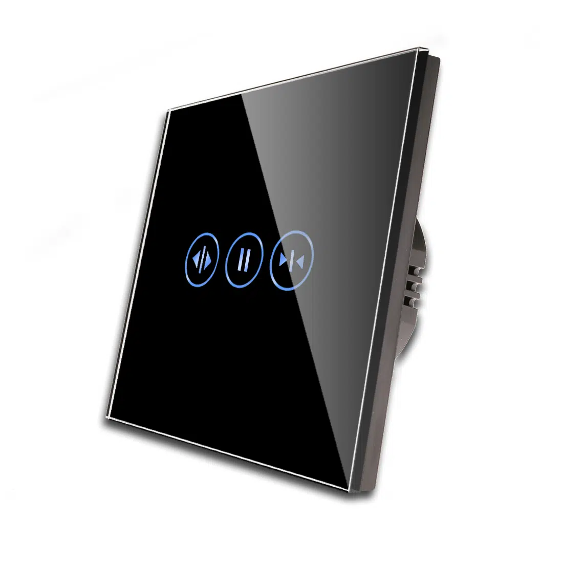 CS-0001_diagonal_B.jpg Паметен WiFI прекинувач на допир за завеси лев и десен тастер стаклен панел 2000W  НулаФаза Црна