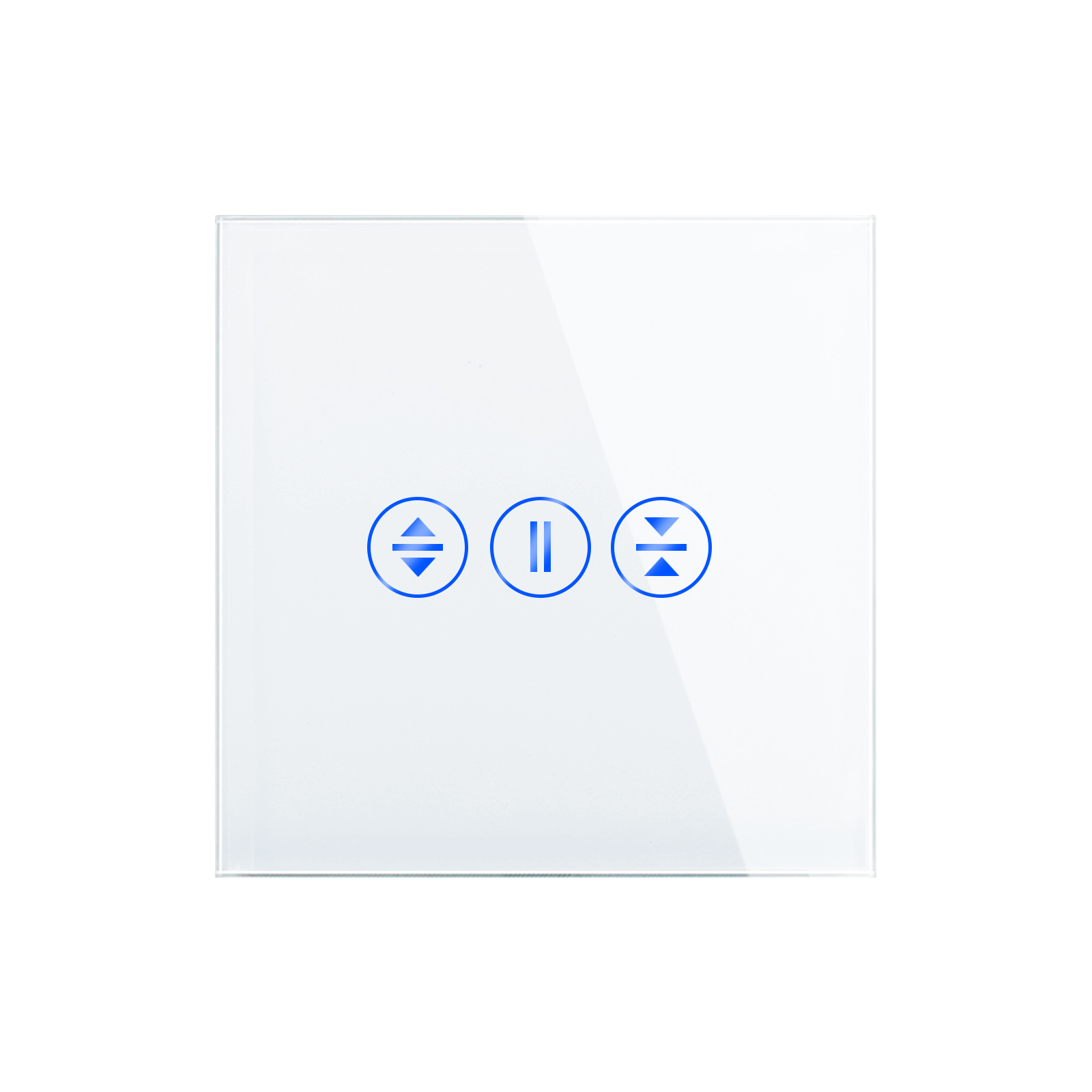 CS-0002_W_front.jpg Паметен WiFI прекинувач на допир за завеси горен и долен тастер стаклен панел 2000W НулаФаза Бела