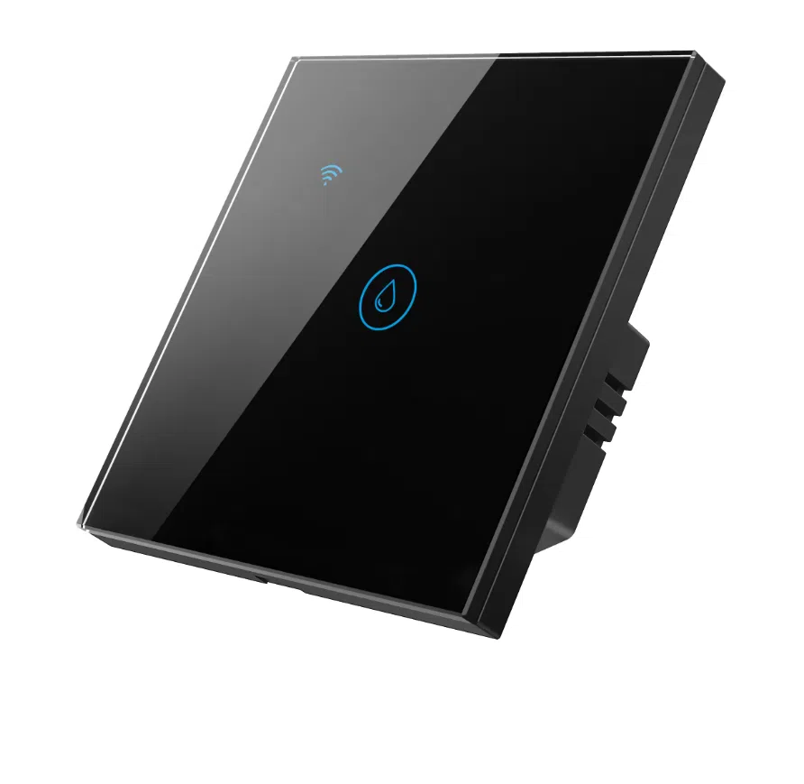 HS-001_diagonal_B_i.png Паметен WiFI болерски прекинувач на допир стаклен панел 20А 4000W  НулаФаза Црна