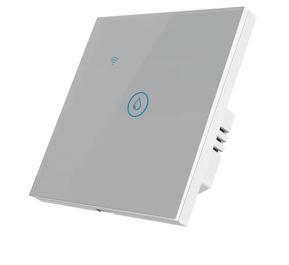 HS-001_diagonal_G.jpg Паметен WiFI болерски прекинувач на допир стаклен панел 20А 4000W  НулаФаза Сива