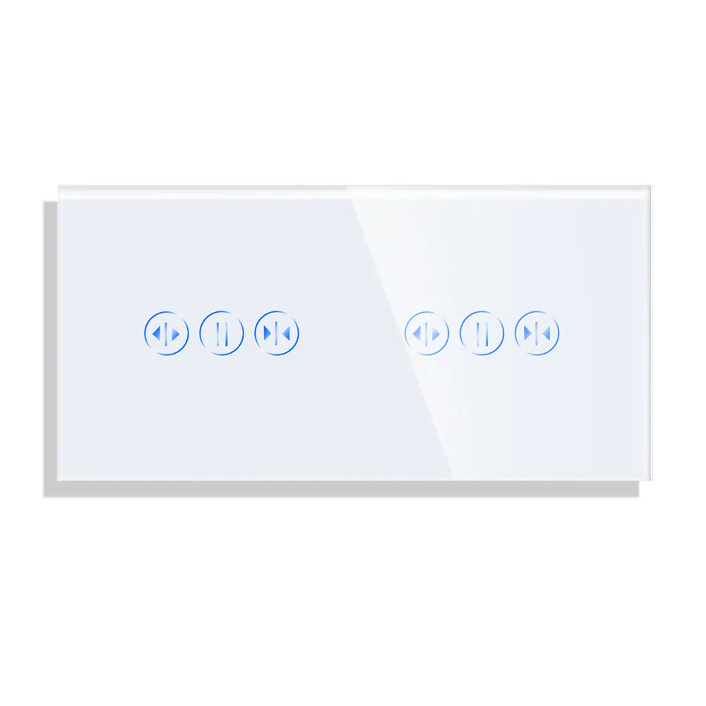 LD-0007_W_front.jpg Паметен WiFI прекинувач на допир за завеси дводелен широк панел од стакло Бела