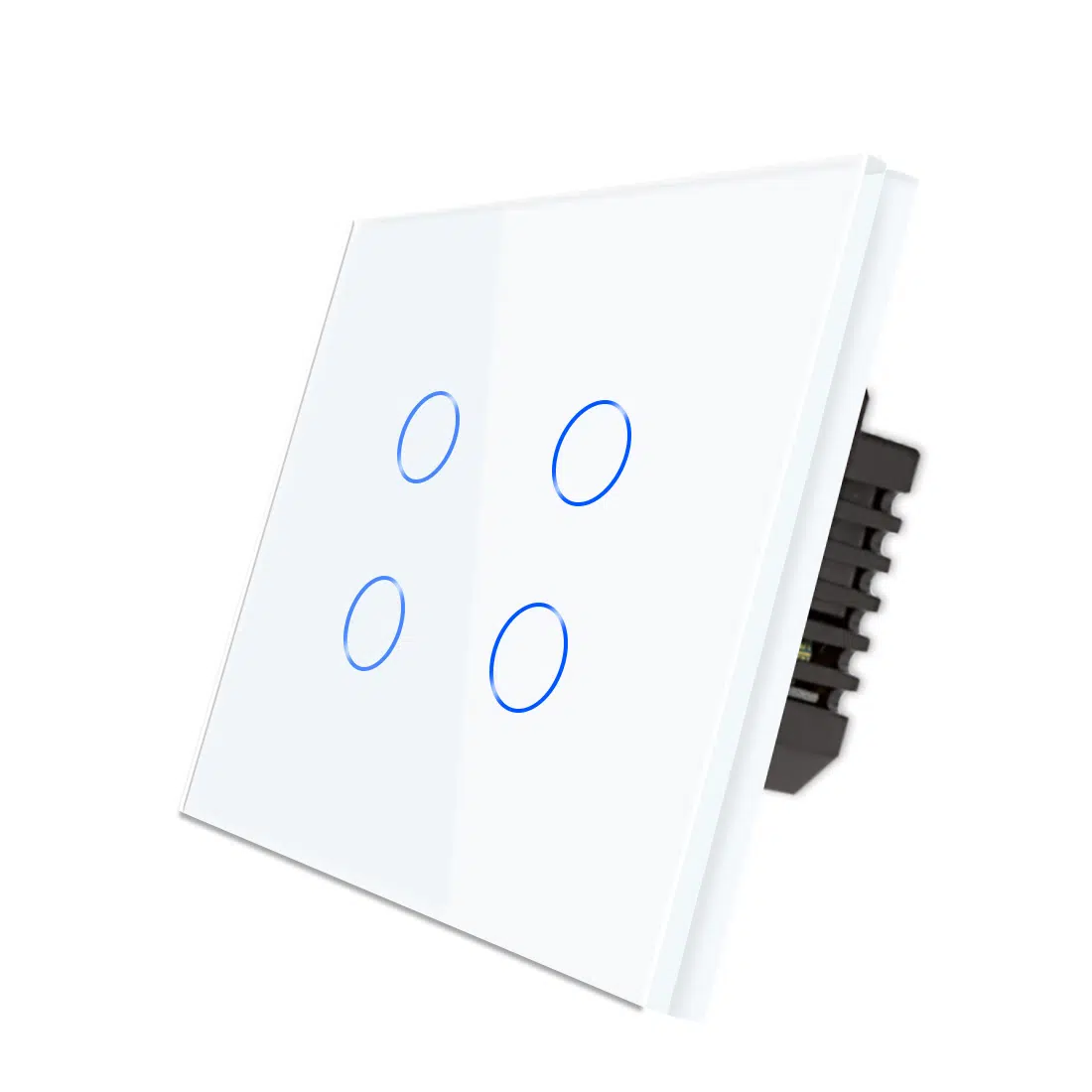 LS-0004_diagonal_W.jpg Паметен WiFI прекинувач на допир со четири тастера стаклен панел 600W  НулаФаза Бела