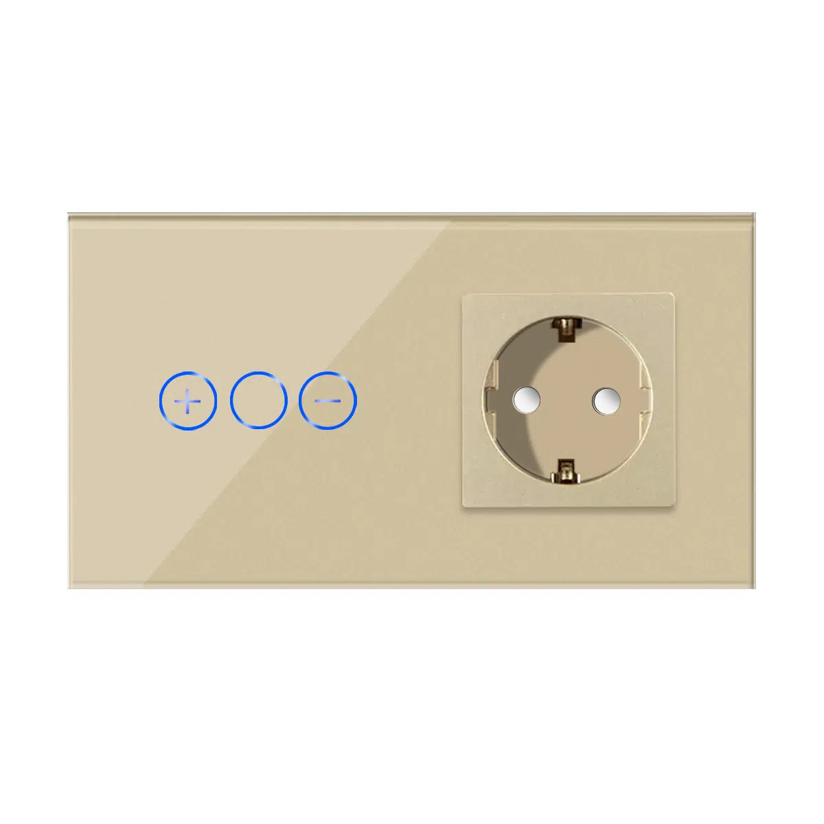 LSP-0005_A_front.jpg Паметен WiFI потенциометар на допир со утичница дводелен стаклен панел 200W Златна