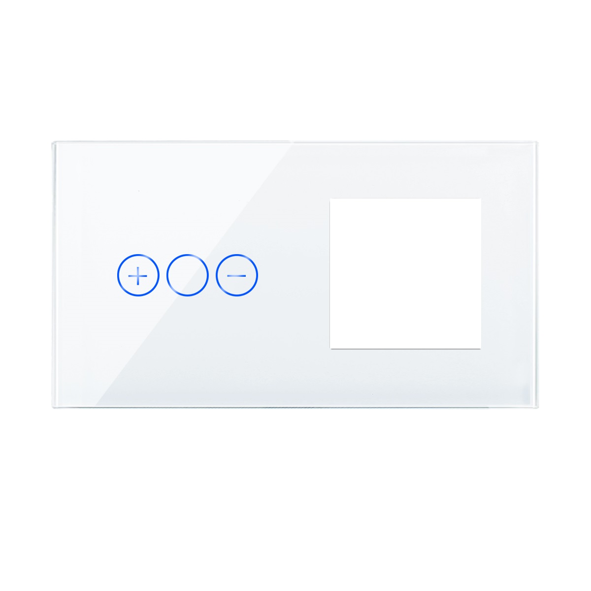 LSP-0005_W_front.jpg Паметен WiFI потенциометар на допир со утичница дводелен стаклен панел 200W Бела