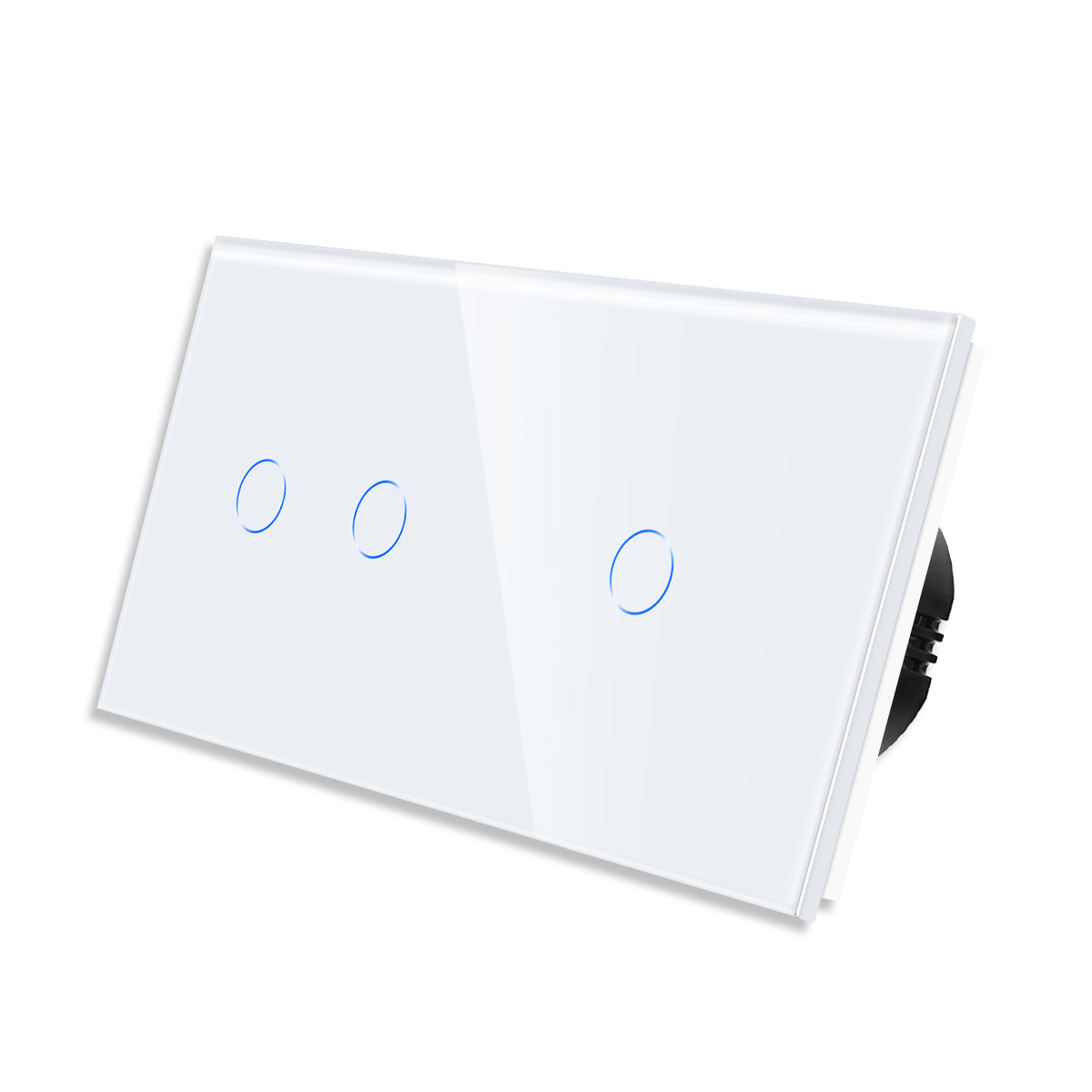 MLS-0002_diagonal_W.jpg Паметен WiFI прекинувач на допир 21 дводелен широк панел од стакло 600W Бела