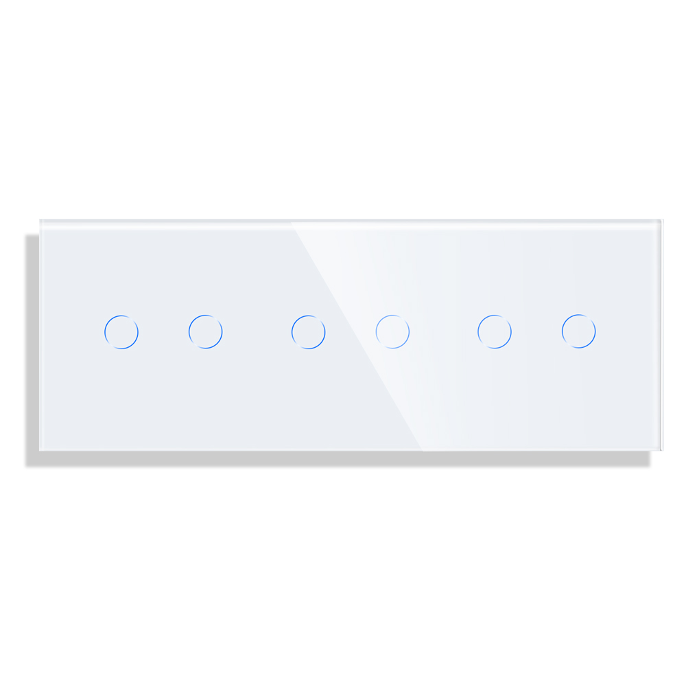 MLS-0008_W_front.jpg Паметен WiFI прекинувач на допир 222 троделен широк панел од стакло 600W Бела