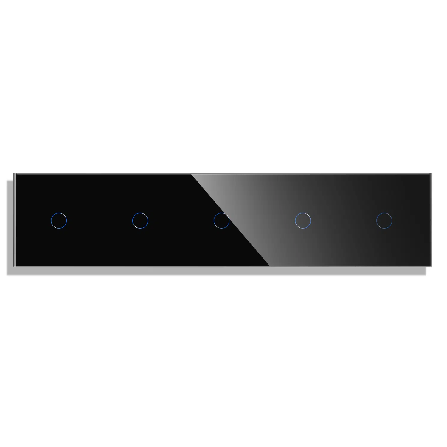 MLS-0014_B_front.jpg Паметен WiFI прекинувач на допир 11111 петделен широк панел од стакло Црна