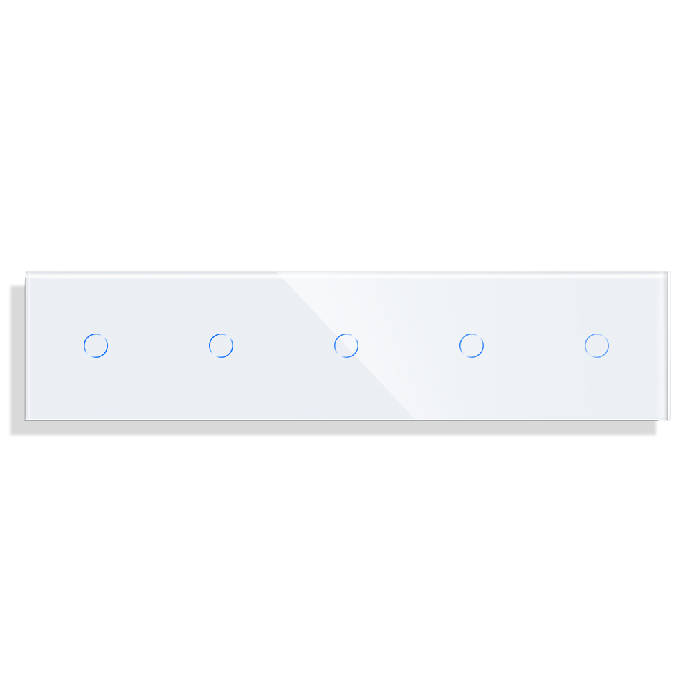 MLS-0014_W_front.jpg Паметен WiFI прекинувач на допир 11111 петделен широк панел од стакло Бела