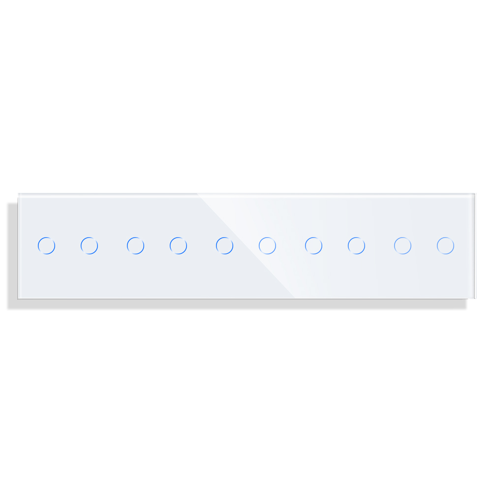 MLS-0015_W_front.jpg Паметен WiFI прекинувач на допир 22222 петделен широк панел од стакло Бела