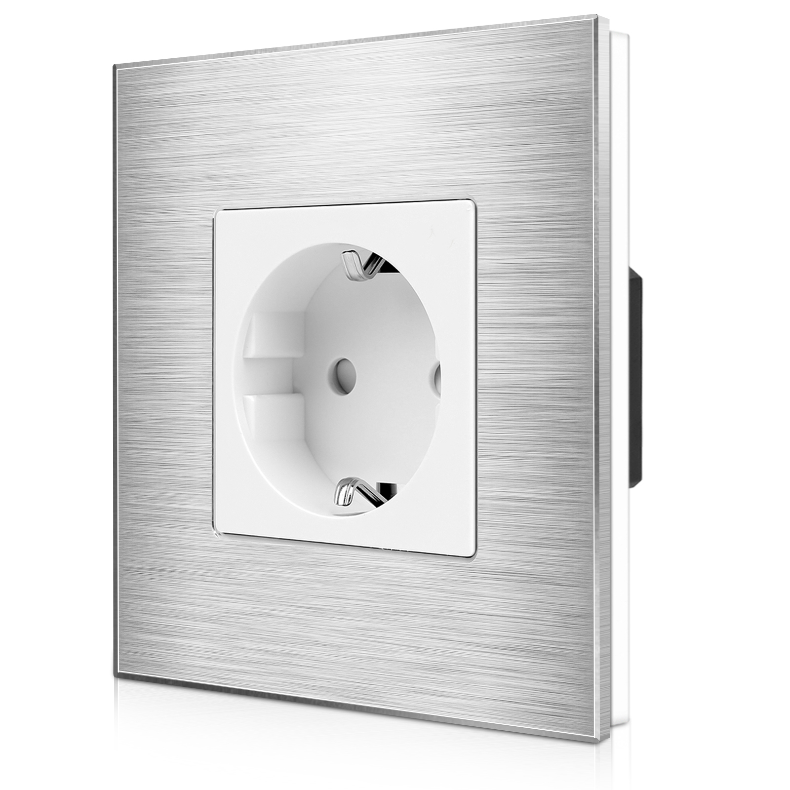 SSA-001_diagonal_W.jpg Утичница 16А со алуминиумска рамка единечна Бела