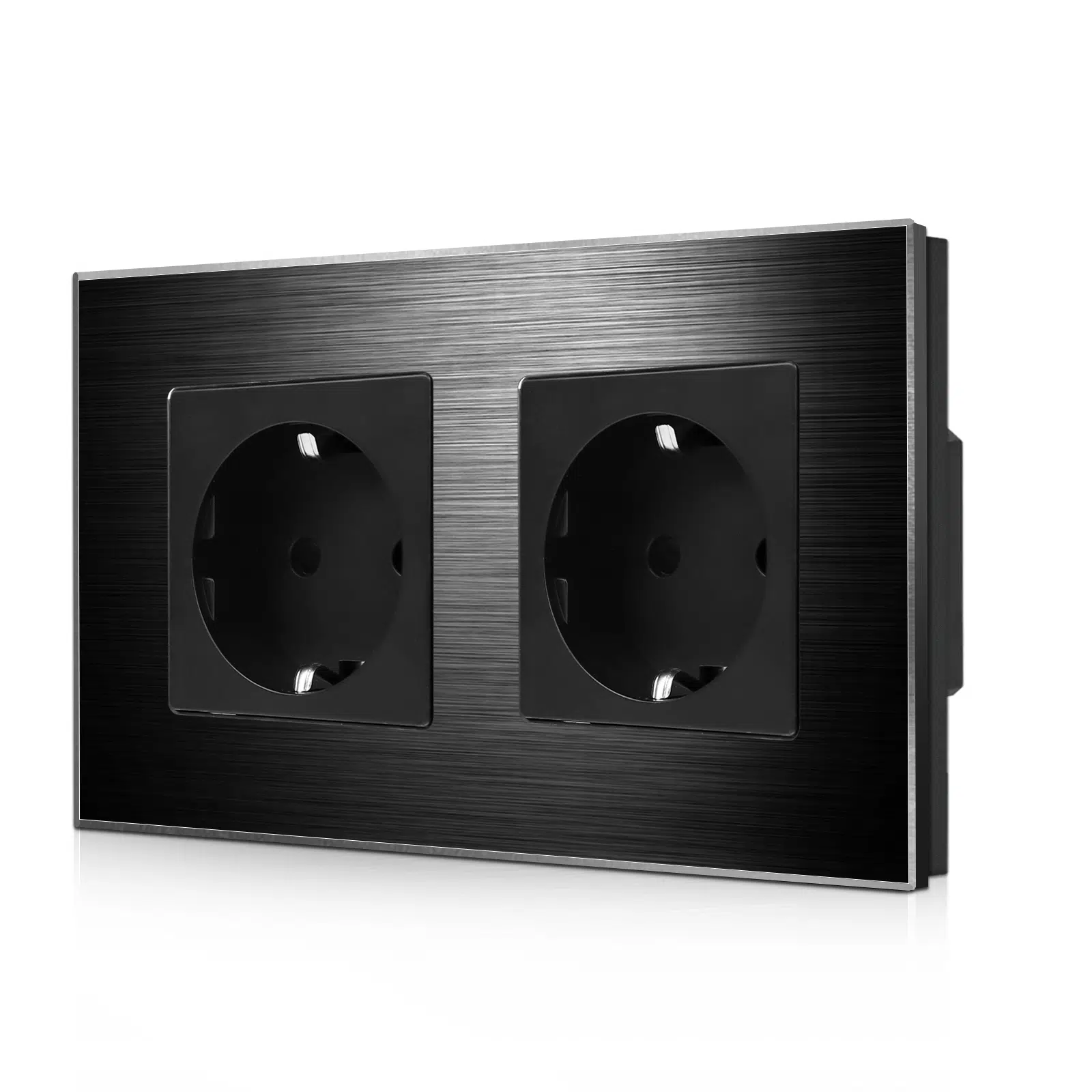 SSA-002_diagonal_B.jpg Утичница 16А со алуминиумска рамка двона Црна